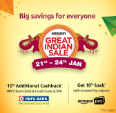 Amazon Great Indian Sale on branded products Jan 21 to 24, 2018